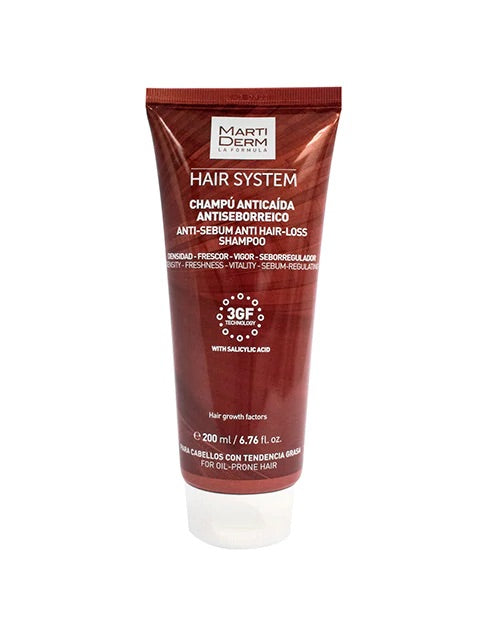 HAIR SYSTEM 3GF CHAMPU ANTICAIDA ANTISEBOR. 200 ML.